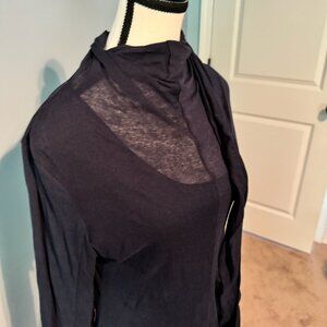 Navy Fluted Hem Double Layer top